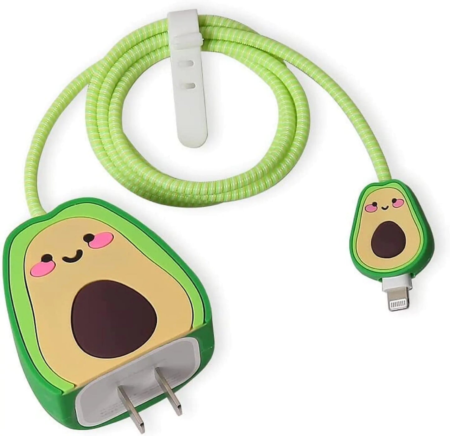Augen iPhone Charger Protector Case Portable Charger Cover for 20W iPhone USB C Cable Lightning Cable Cover Cartoon 3D Design Power Adapter Case for Charging (Avacado Pack of 1)
